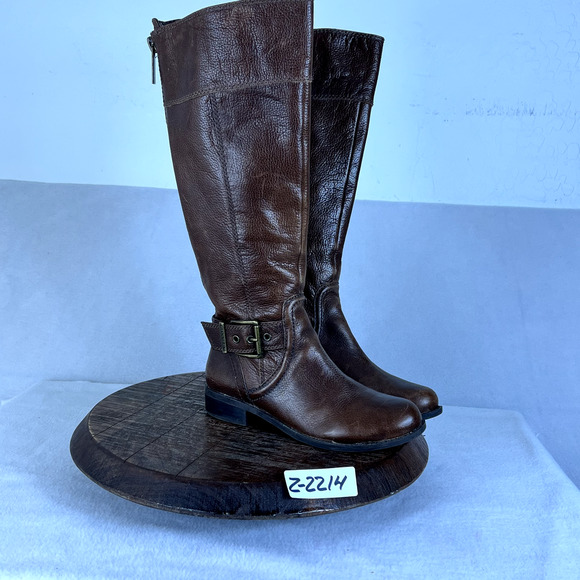 Gianni Bini Boots Womens 6M Brown Leather Buckle Detail Riding Equestrian Moto - Picture 13 of 13